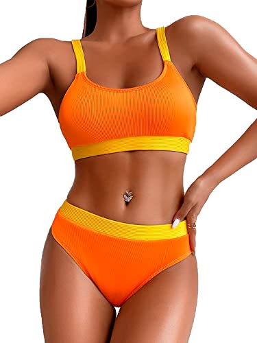 HYSENM Bikini Damen Set Sexy Badeanzüge Zweiteiler Kontrastfarbe Badenmode...
