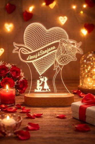 Image of Anniversary Couple Lamp (Heart Rose)