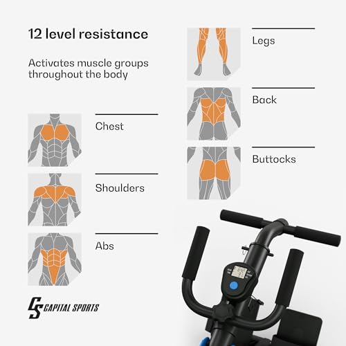 Capital Sports Roeitoestel voor thuis, inklapbaar, sportroeitoestel met magneetweerstand, inklapbare roeimachine voor krachttraining met lcd-display, 8-traps magneetroeimachine voor thuis - Afbeelding 4