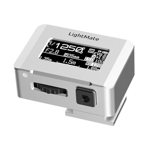 LightMate Lite 2R Light Meter, 30°FOV High Precision Ambient Light Digital Exposure Meter, 0.96in Large OLED Screen, Ultra-Compact 1.24oz, Rechargeable 20H Battery Life, for Film Leica Cameras, Sliver