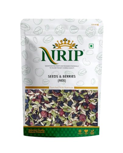 Image of NRIP Premium Mixed Roasted Seeds & Berries 200 Gm (Pumpkin, Sunflower, Flax, Watermelon, Black Currant, Cranberry, Cherry, Black raisins)