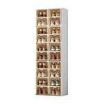 ANTBOX Shoe Organizer Storage Box, Portable Folding Shoe Rack For Closet With Magnetic Clear Door,Large Sneaker Cabinet Bins Sturdy Easy Assembly 10 Layers-20 Grids