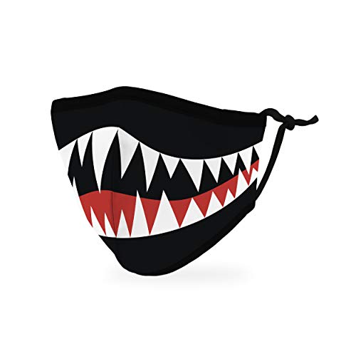 WEDDINGSTAR 3-Ply Kid's Washable Cloth Face Mask Reusable and Adjustable with Filter Pocket - Monster Mouth