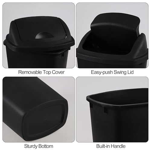 Caneca de basura rectangular negra 6.6 gal 4 unidades miniatura 3