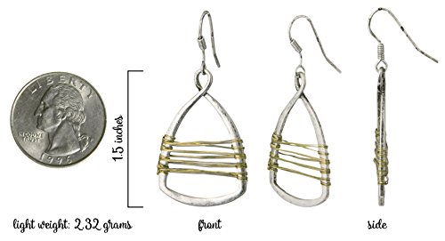 Silver with Gold Wire Copper Toned Handmade Teardrop Earrings3