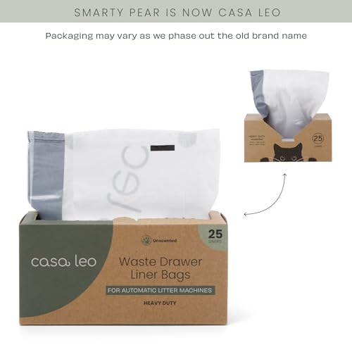 Leo's Loo Too by Casa Leo I Waste Litter Drawer Liner Bags for Automatic Litter Boxes I Heavy Duty 2mil Thick with Drawstring I Lavender Scented 50 count
