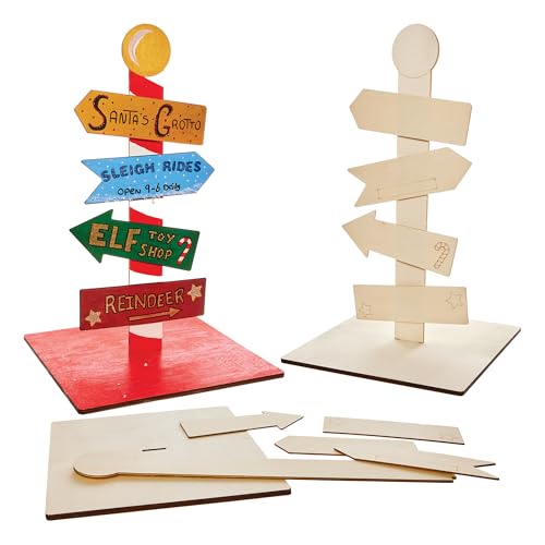 Baker Ross FN339 North Pole Signpost Kit - Christmas Arts and Crafts, Christmas Decorations for Kids