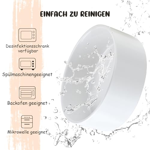 SPUNKYJUNKY 15° Kippbare Keramik Hundenapf mit Holzständer Futter und Wassernapf rutschfest für Hunde und Katzen mit Flachen Gesichtern Kleinen und Mittelgroßen Hunden (400ml × 2, Weiß)