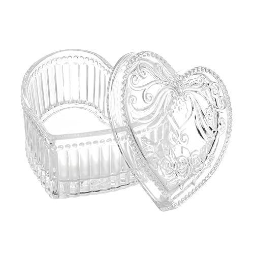 Gaolinci Crystal Glass Heart-Shaped Storage Box Embossed Jewelry Box Candy