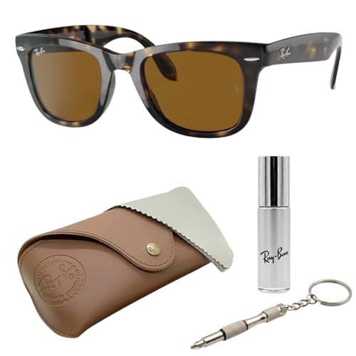 Image of Ray-Ban RB4105 WAYFARER FOLDING CLASSIC Square Shape Sunglasses for Men with Official Eyewear Kit