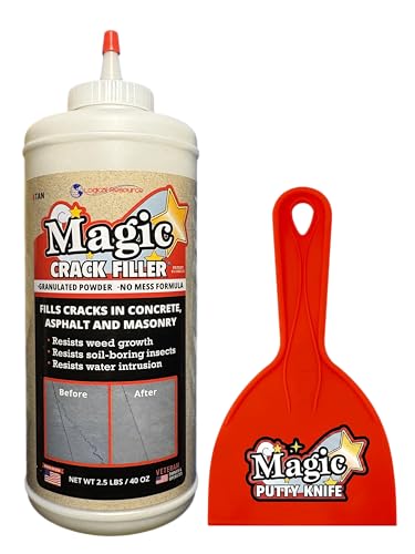 Magic Crack Filler Tan Concrete 2.5LB Bottle with Magic Putty Kni...