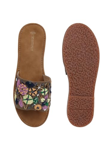 Image of The White Pole Handmade Embroidered Ethnic Flat Sandals For Womens And Girls