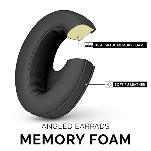 Image of Brainwavz Angled Earpads for Cloud Alpha, HyperX, ATH M50X, M50BT, Turtle Beach & More | Extra Thick Memory Foam Ear Pads for Comfort, PU Black