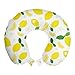 ABAKUHAUS Limones Cojín de Viaje para Soporte de Cuello, Las Hojas de cítricos gráfico de la Flor, de Espuma con Memoria y Funda Estampada, 30x30 cm, Amarillo Verde del Helecho