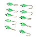 Ylwxzenith 10Pcs Ice Fishing Jigs Barbed Winter Jigging Lures Mini Hooks Accessories Green Tadpole Shape with Storage Box, High Carbon Steel Material, Vivid Lifelike Pattern, Cutting and