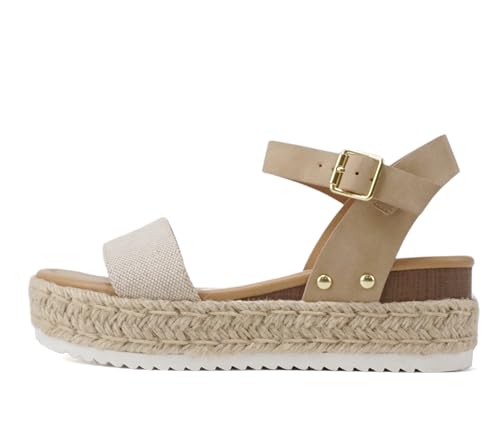 Image of Soda CLIP ~ Women Open Toe Ankle Strap Platform Espadrille Sandal