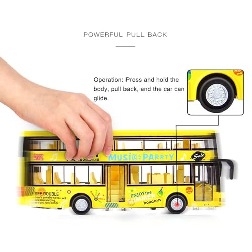Image of DEOXY Double Decker Toys for Kids Diecast Metal Alloy London Bus Light & Music Open Door Collection Toys for Boy Kids
