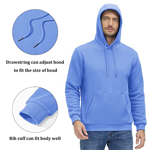 Tacvasen Men's Athletic Hoodie Cool Cotton Casual Solid Color Pullover Hooded Sweatshirt Light Blue, M #TOP4