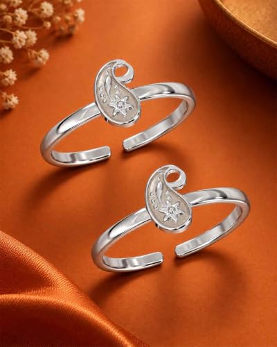 Image of Clara 925 Sterling Silver Size Adjustable Toe Rings Pair Gift for Women