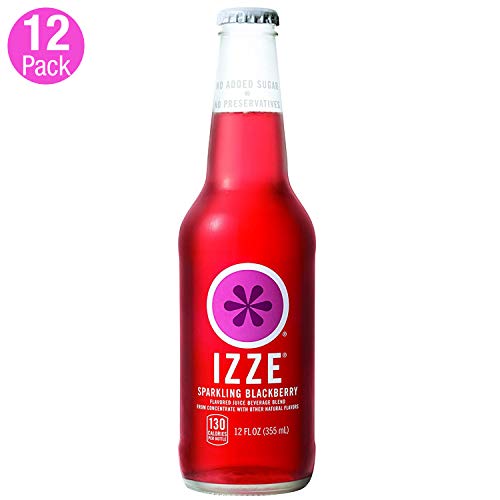 IZZE Sparkling Juice, Blackberry, 12 Fl Oz of glass bottles, Pack of 12