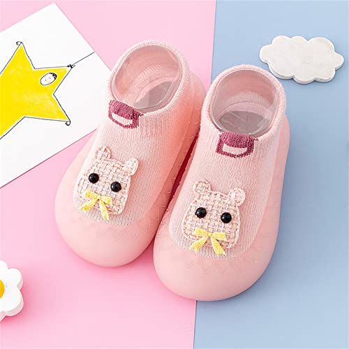 Baby Boy Girl Walking Sock Soft Rubber Sole Slipper Shoes Breathable Warm Elastic Sock Shoes First Walking (Pink, 18-24 Months)3