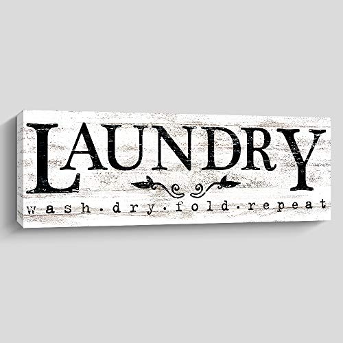 Pigort Laundry Sign Wall Decor, Rustic Canvas Print Farmhouse Decor, Funny Laundry Rules Decorative Wall Accessories, 5.5 X 16.5 Inch #TOP23