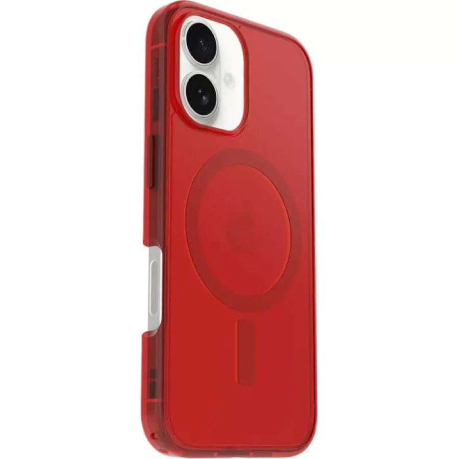 Image of OtterBox iPhone 16 (Only) - Symmetry Series Clear+ Case - Cherry Tomato (Firecracker) - Snaps to MagSafe - Ultra-Sleek - Raised Edges Protect Camera & Screen - Non-Retail Packaging
