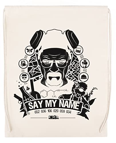 Say My Name Heisenberg Breaking Bad Cooking Beige Deporte Bolsa el Gimnasio Duradera Respetuosa con el medio ambiente Drawstring Gym Bag