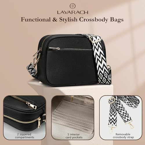 Crossbody Bags for Women, RFID Small Crossbody Purse with Adjustable Wide Strap, Vegan Leather Shoulder Bag, Black Purse for Travel Summer3