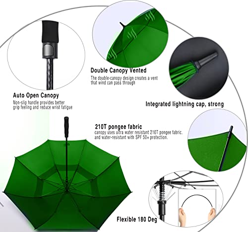 Image of MRTLLOA Automatic Open Golf Umbrella, 62 /68 Inch Extra-Large Oversized Double Canopy Vented Windproof Waterproof Stick Rain Golf Umbrellas for Men and Women