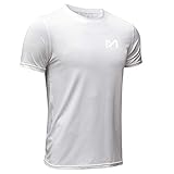 [page_title]-MEETYOO Sportshirt Herren, Laufshirt Kurzarm T Shirts Männer Fitnessshirt Atmungsaktiv Funktionsshirt für Running Jogging Fitness Gym (Weiß, XL)