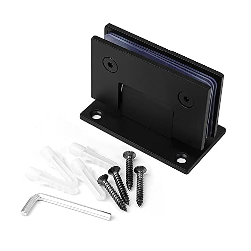 Bisagra de puerta de acero inoxidable duradera de 90 grados, clip de puerta de baño de cristal sin marco, adecuado para baño, gabinete, vitrina (negro) Cover