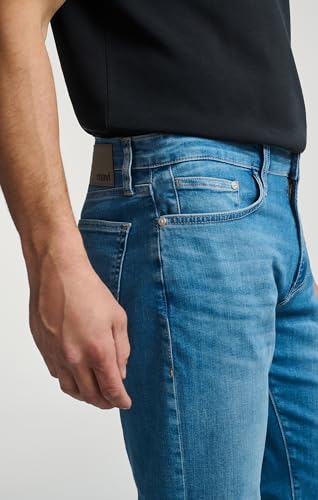 Mavi Men's Zach Regular Rise Straight Leg Jeans, Mid Brushed Feather Blue 35x302