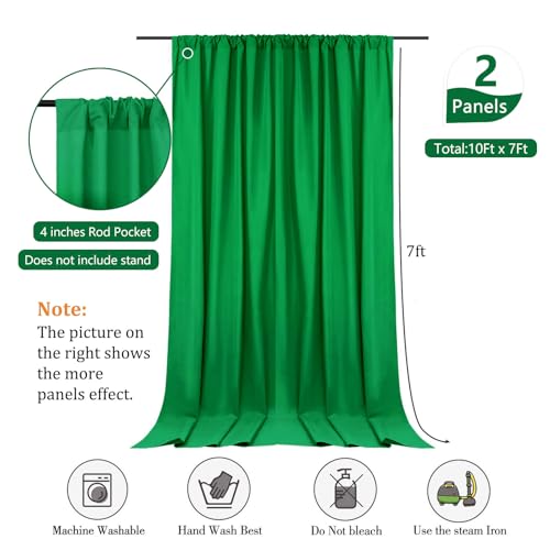 Image of 10 x 7 Feet Grass Green Backdrop Curtain for Partie, Background Curtains for Photoshoot, Birthday, Wedding, Halloween, Thanksgiving, Christmas, New Year Party Decorations 5Ft x 7Ft, 2 Panels