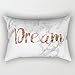 Federa con scritta in inglese “Dream” su sfondo con effetto marmo rosa, per cuscino rettangolare da 40 x 60 cm, con cerniera, decorazione per la casa