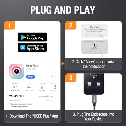 Dual Lens Endoskopkamera mit Licht, Teslong Endoskopkamera kompatibel mit iPhone 15 und Android, 3...