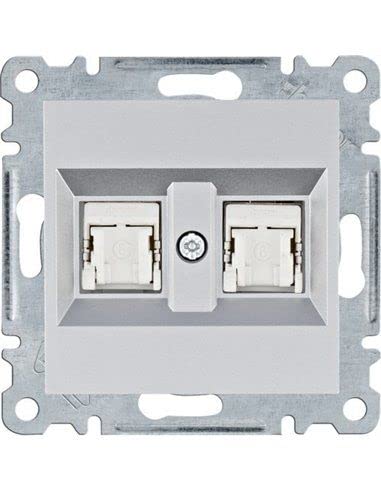Prise RJ45 double Cat 6 FTP Lumina argent pour salon connecté