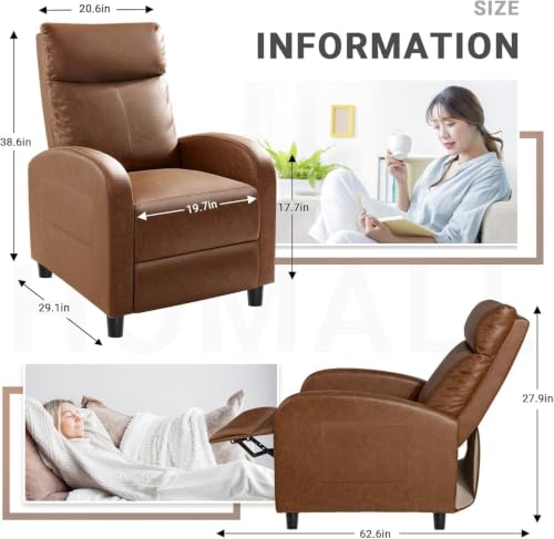 Image of Homall Recliner Chair, Recliner Sofa PU Leather for Adults, Khaki Recliners