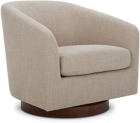 CHITA Swivel Accent Chair Armchair, Round Barrel Chairs in Performance Fabric for Living Room Bedroom, Flax Beige