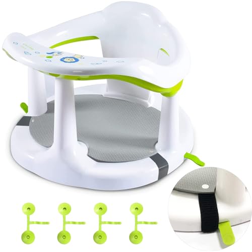 Image of CAM2 Baby Bath Seat Non-Slip Infants Bath tub Chair with Suction Cups for Stability, Newborn Gift, 6-18 Months (White)…