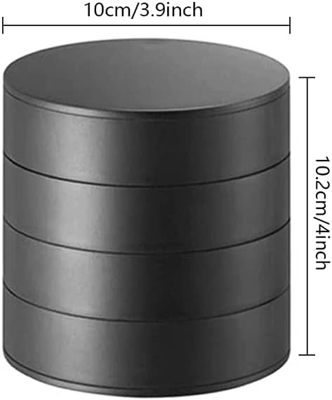 Jewelry Organizer Small Jewelry Storage Box 4-Layer Rotating Travel Jewelry Tray Holder for Women Bracelets Rings Bracelets Earrings (Black)