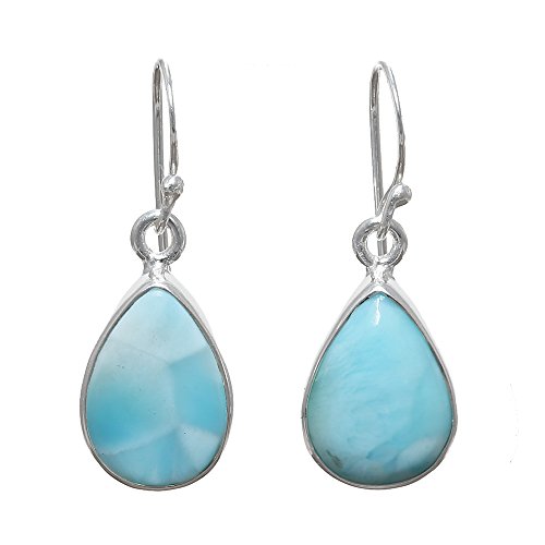 Sitara Collections SC10419 Sterling Silver Earrings, Larimar Cabochon