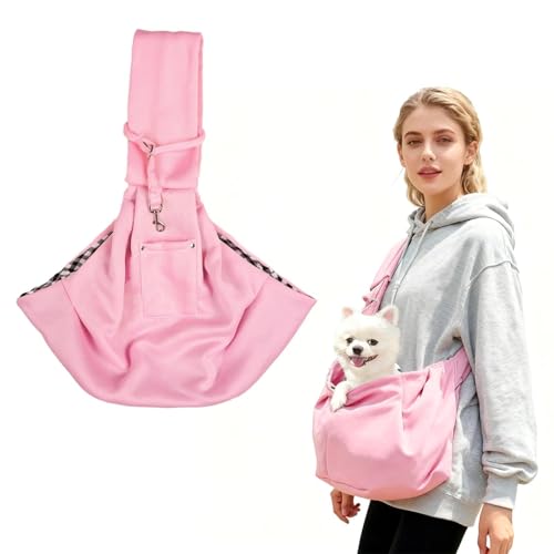 KLEHOPE Porte-Chien, Sac de Transport pour Chien, Capacité Maximale de Charge 7,5 kg, Tissu en Polyester, Sac Ventral pour Chien Rose, pour Voyages et...