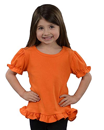 Image of Monag Kids Toddler Girls Short Sleeve Ruffle Tshirt, Blank Girls Ruffle Top, Solid Ruffle Shirts