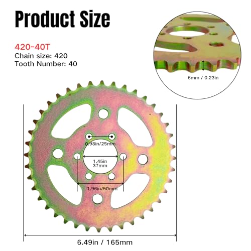 Image of 40T High Torque Rear Chain 6 Hole Sprocket # 40 41 420 Compatible with Coleman CT100U CC100X for Mega Moto MMB80 105 Baja Doodle Bug DB30 for Motovox MBX10 Mini Bike Parts