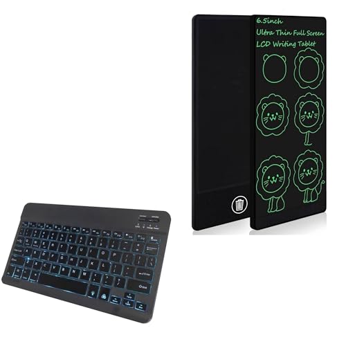 BoxWave Keyboard Compatible with Amoretti Sonnet Mini LCD Writing Tablet (6.5 in) - SlimKeys Bluetooth Keyboard - with Backlight, Portable Slim LED 7 Colors - Jet Black