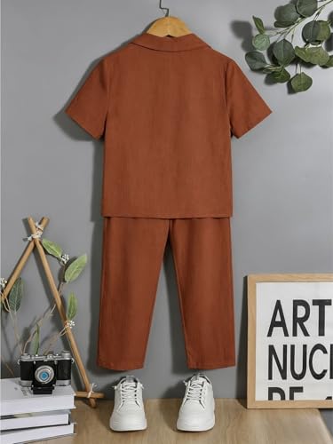Image of Verdusa Boy's 2 Piece Sets Linen Set Going Out Summer Outfits Button Up Shirt and Pants Set Matching Sets