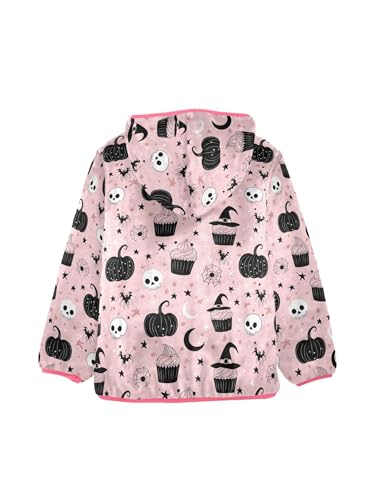 Cute Halloween Cake Skull Girls Fleece Jacket Girls Jacket Girl Coats Zip Up Hoodie Children Outerwear 2-3T2