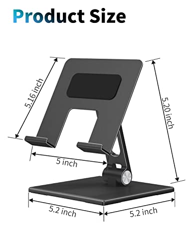 Alashi Tablet Stand For Desk, Stable Tablet Holder With Heavy And Thickened Metal Base For Large Tablet Device, Multi-Angles Adjustable And Foldable, Universal Supports 4-13.3 Inches Tablet, Black #TOP2