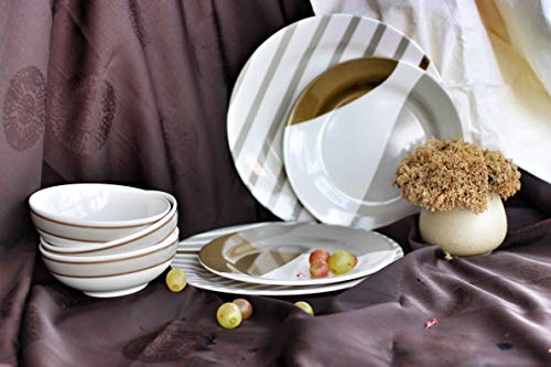 Bowla 12-Piece Melamine Dinnerware Set - Service For 4 (Moden Strip I) #TOP3